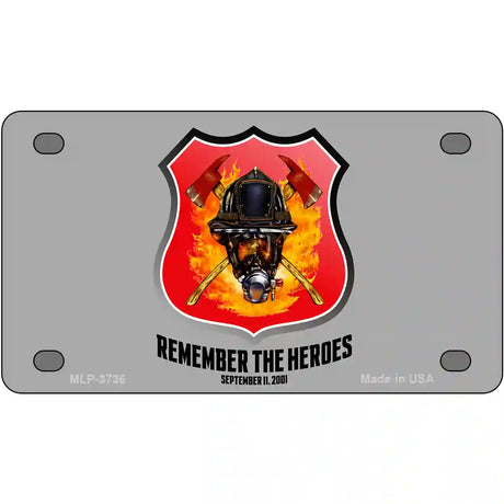 Remember The Heroes Metal Novelty License Plate 4" x 2.2" (MLP)