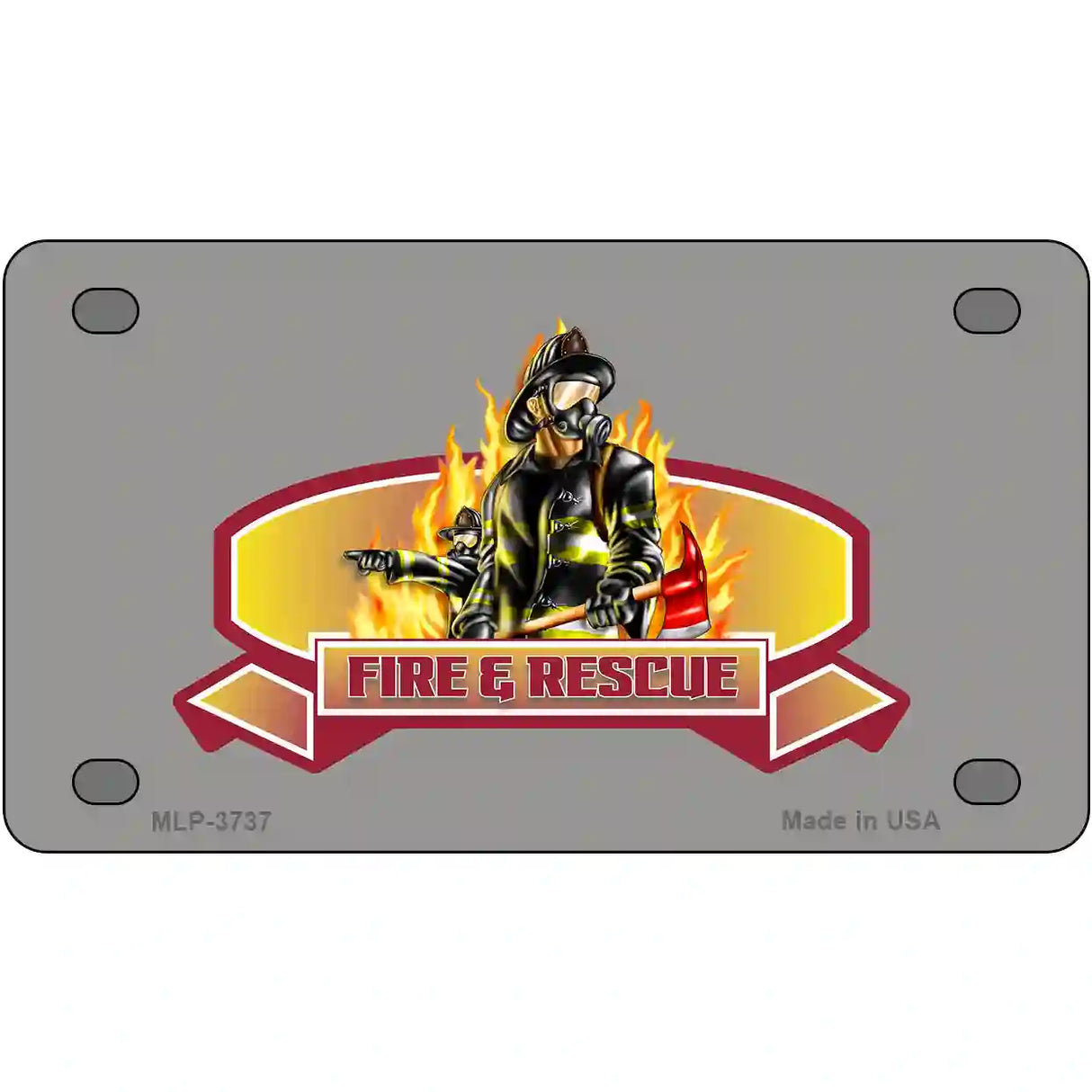 Fire Rescue Metal Novelty License Plate 4" x 2.2" (MLP)