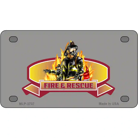 Fire Rescue Metal Novelty License Plate 4" x 2.2" (MLP)