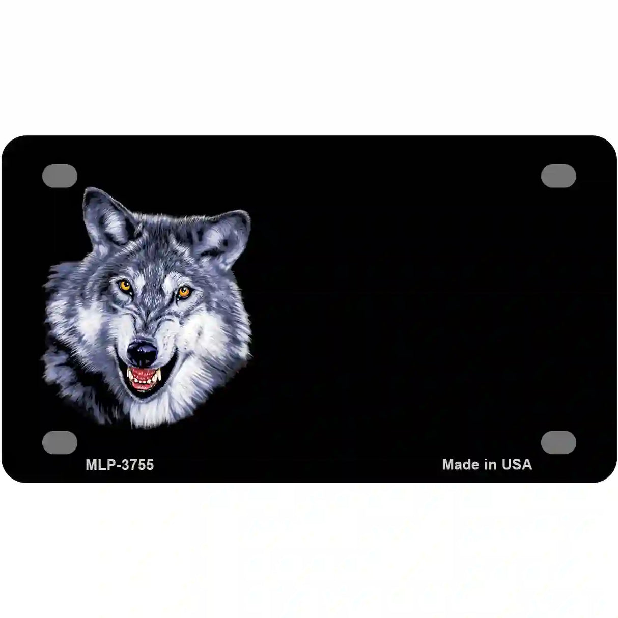 Wolf Offset Metal Novelty License Plate 4" x 2.2" (MLP)