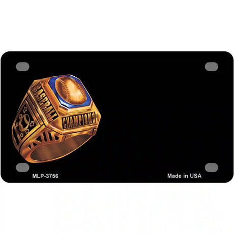 Baseball Champion Ring Offset Metal Novelty License Plate 4" x 2.2" (MLP)