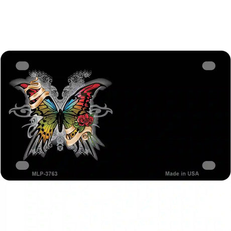 Butterfly Offset Metal Novelty License Plate 4" x 2.2" (MLP)