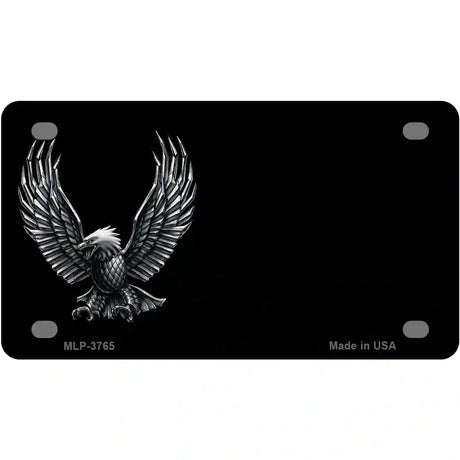 Eagle Offset Black Metal Novelty License Plate 4" x 2.2" (MLP)