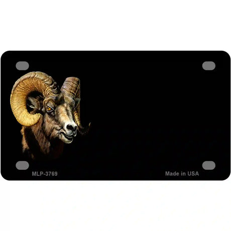 Big Horn Sheep Offset Metal Novelty License Plate 4" x 2.2" (MLP)