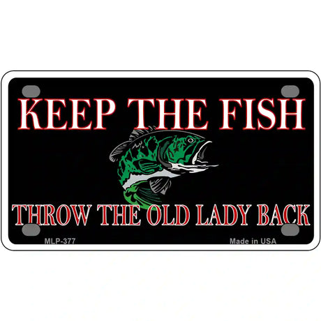 Keep the Fish Metal Novelty License Plate 4" x 2.2" (MLP)