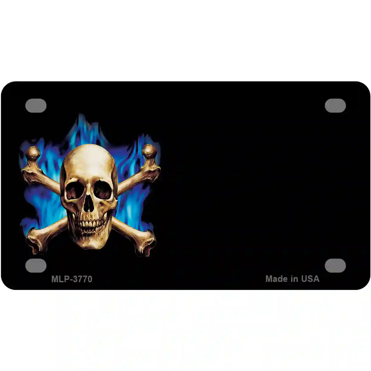 Skull Offset Metal Novelty License Plate 4" x 2.2" (MLP)