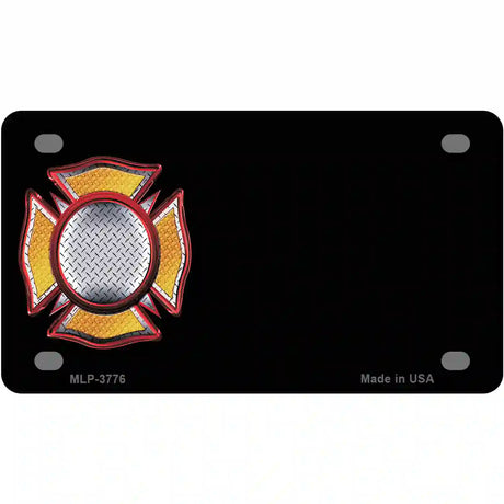 Fire Maltese Cross Offset Metal Novelty License Plate 4" x 2.2" (MLP)