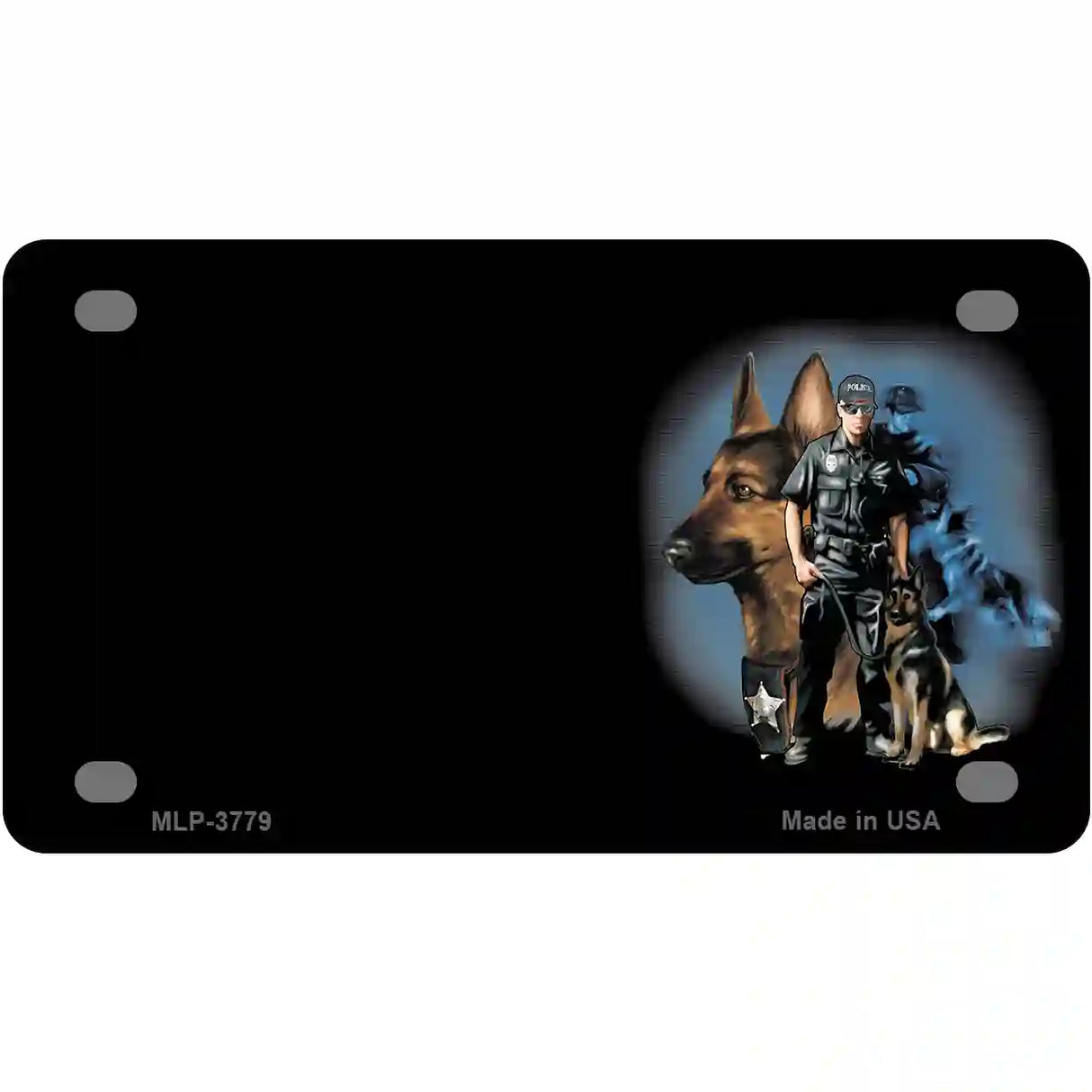 Policeman K9 Dog Offset Metal Novelty License Plate 4" x 2.2" (MLP)