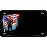 Police Officer American Flag Offset Metal Novelty License Plate 4" x 2.2" (MLP)