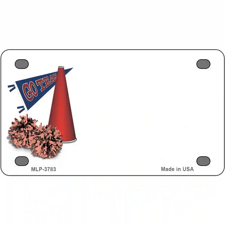 Pom And Cheer Offset Metal Novelty License Plate 4" x 2.2" (MLP)