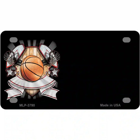 Basketball Banner Offset Metal Novelty License Plate 4" x 2.2" (MLP)