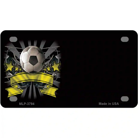 Soccer Banner Offset Metal Novelty License Plate 4" x 2.2" (MLP)