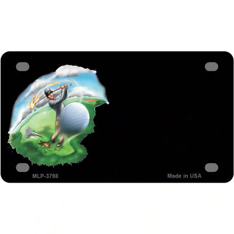 Golfer Golf ball Offset Metal Novelty License Plate 4" x 2.2" (MLP)