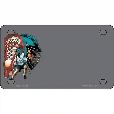 Lacrosse Offset Metal Novelty License Plate 4" x 2.2" (MLP)