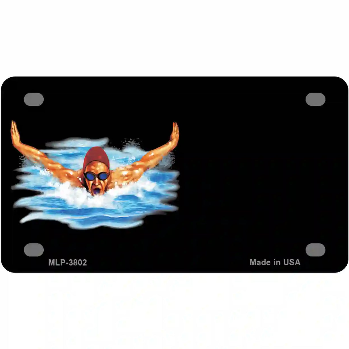 Male Swimmer Offset Metal Novelty License Plate 4" x 2.2" (MLP)