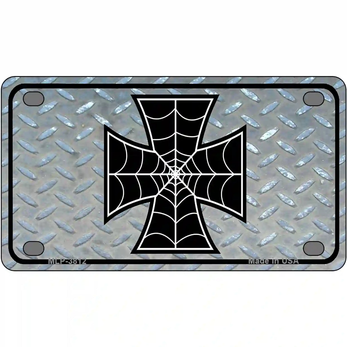 Maltese Cross Spider Web Metal Novelty License Plate 4" x 2.2" (MLP)