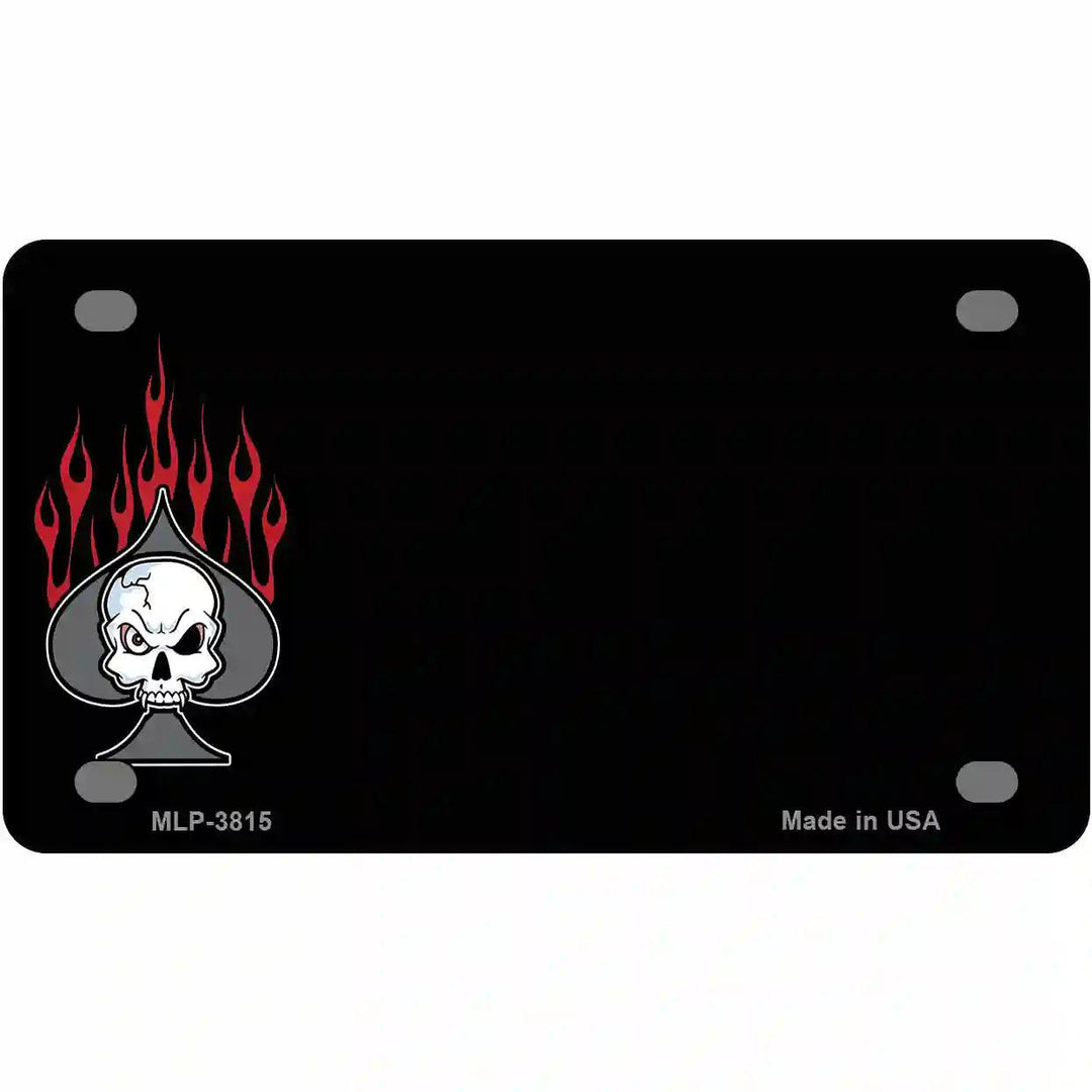 Flaming Spade Offset Metal Novelty License Plate 4" x 2.2" (MLP)