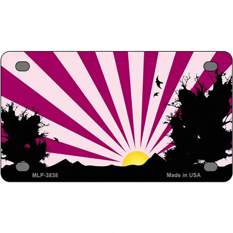 Southwest Pink Sunset Metal Novelty License Plate 4" x 2.2" (MLP)