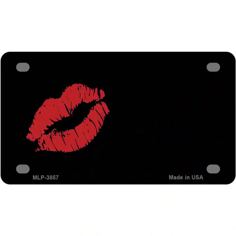 Red Lips Offset Metal Novelty License Plate 4" x 2.2" (MLP)