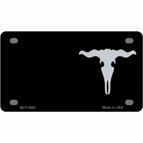 Cattle Skull Offset Metal Novelty License Plate 4" x 2.2" (MLP)