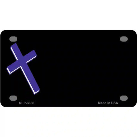 Purple Cross Offset Metal Novelty License Plate 4" x 2.2" (MLP)