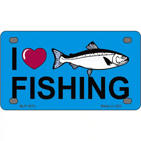 I Love Fishing Metal Novelty License Plate 4" x 2.2" (MLP)