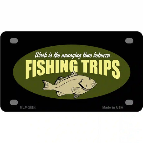 Fishing Trips Metal Novelty License Plate 4" x 2.2" (MLP)