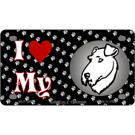 I Love My Airedale Terrier Metal Novelty License Plate 4" x 2.2" (MLP)