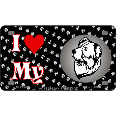 I Love My Australian Shepherd Metal Novelty License Plate 4" x 2.2" (MLP)