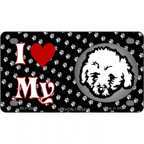 I Love My Bichon Frise Metal Novelty License Plate 4" x 2.2" (MLP)