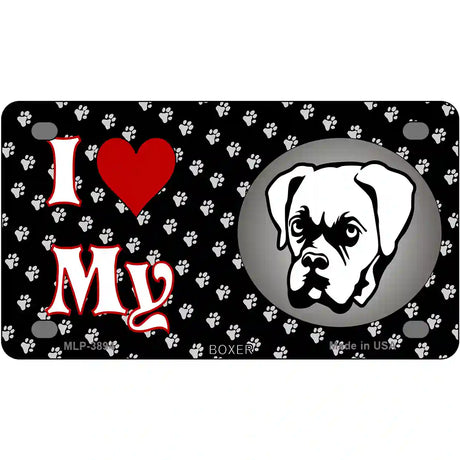 I Love My Boxer Metal Novelty License Plate 4" x 2.2" (MLP)