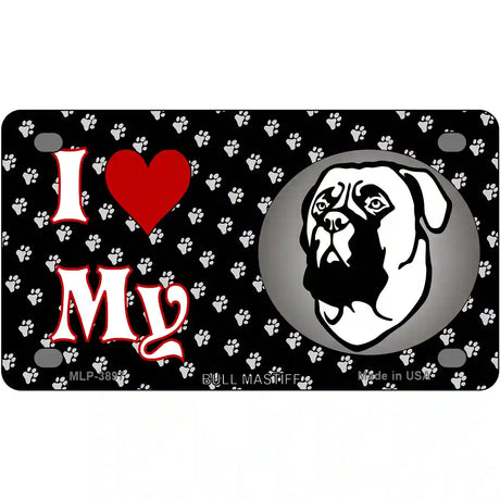 I Love My Bull Mastiff Metal Novelty License Plate 4" x 2.2" (MLP)