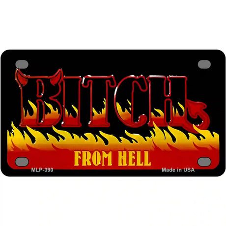 Bitch From Hell Metal Novelty License Plate 4" x 2.2" (MLP)