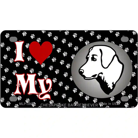 I Love My Chesapeake Bay Retriever Metal Novelty License Plate 4" x 2.2" (MLP)