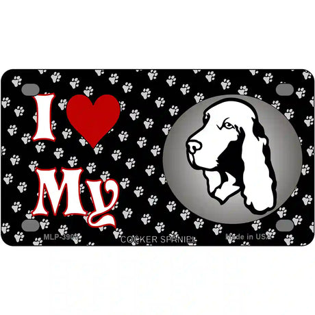 I Love My Cocker Spaniel Metal Novelty License Plate 4" x 2.2" (MLP)