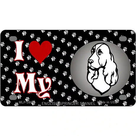 I Love My English Springer Spaniel Metal Novelty License Plate 4" x 2.2" (MLP)