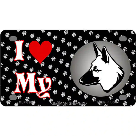 I Love My German Shepherd Metal Novelty License Plate 4" x 2.2" (MLP)