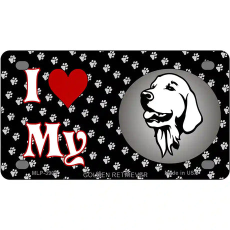 I Love My Golden Retriever Metal Novelty License Plate 4" x 2.2" (MLP)