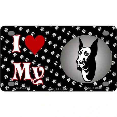 I Love My Great Dane Metal Novelty License Plate 4" x 2.2" (MLP)