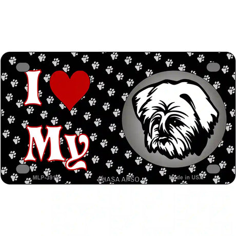 I Love My Lhasa Apso Metal Novelty License Plate 4" x 2.2" (MLP)