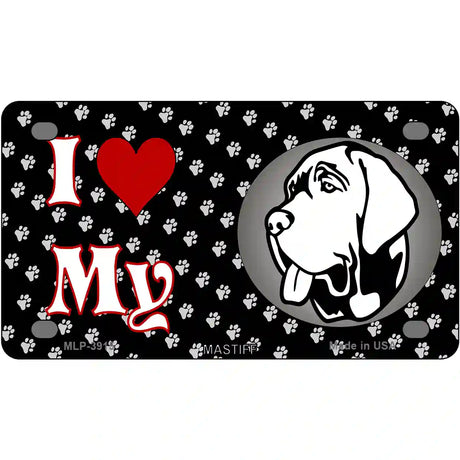 I Love My Mastiff Metal Novelty License Plate 4" x 2.2" (MLP)