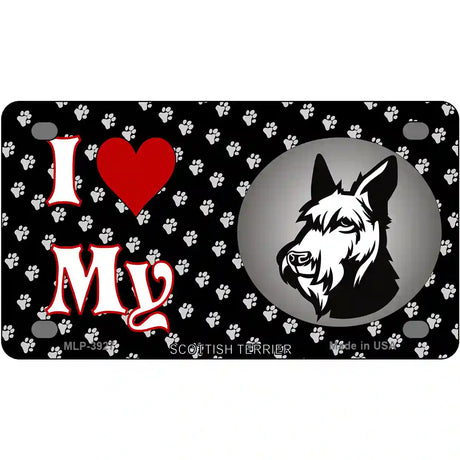 I Love My Scottish Terrier Metal Novelty License Plate 4" x 2.2" (MLP)