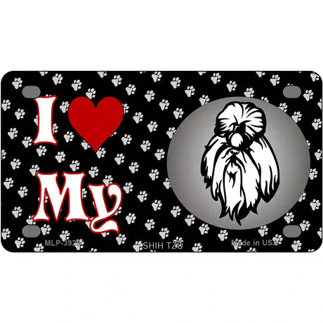 I Love My Shih Tzu Metal Novelty License Plate 4" x 2.2" (MLP)