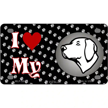 I Love My Vizsla Metal Novelty License Plate 4" x 2.2" (MLP)