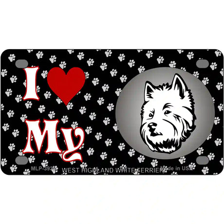 I Love My West Highland White Terrier Dog Metal Novelty License Plate 4" x 2.2" (MLP)