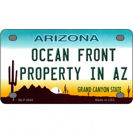 Ocean Front Property Novelty Metal License Plate 4" x 2.2" (MLP)