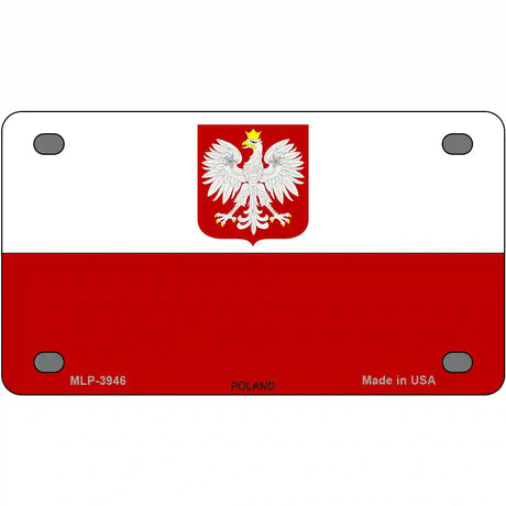 Poland Eagle Flag Metal Novelty License Plate 4" x 2.2" (MLP)