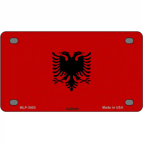 Albania Flag Metal Novelty License Plate 4" x 2.2" (MLP)