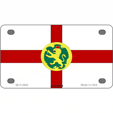 Alderney Flag Metal Novelty License Plate 4" x 2.2" (MLP)