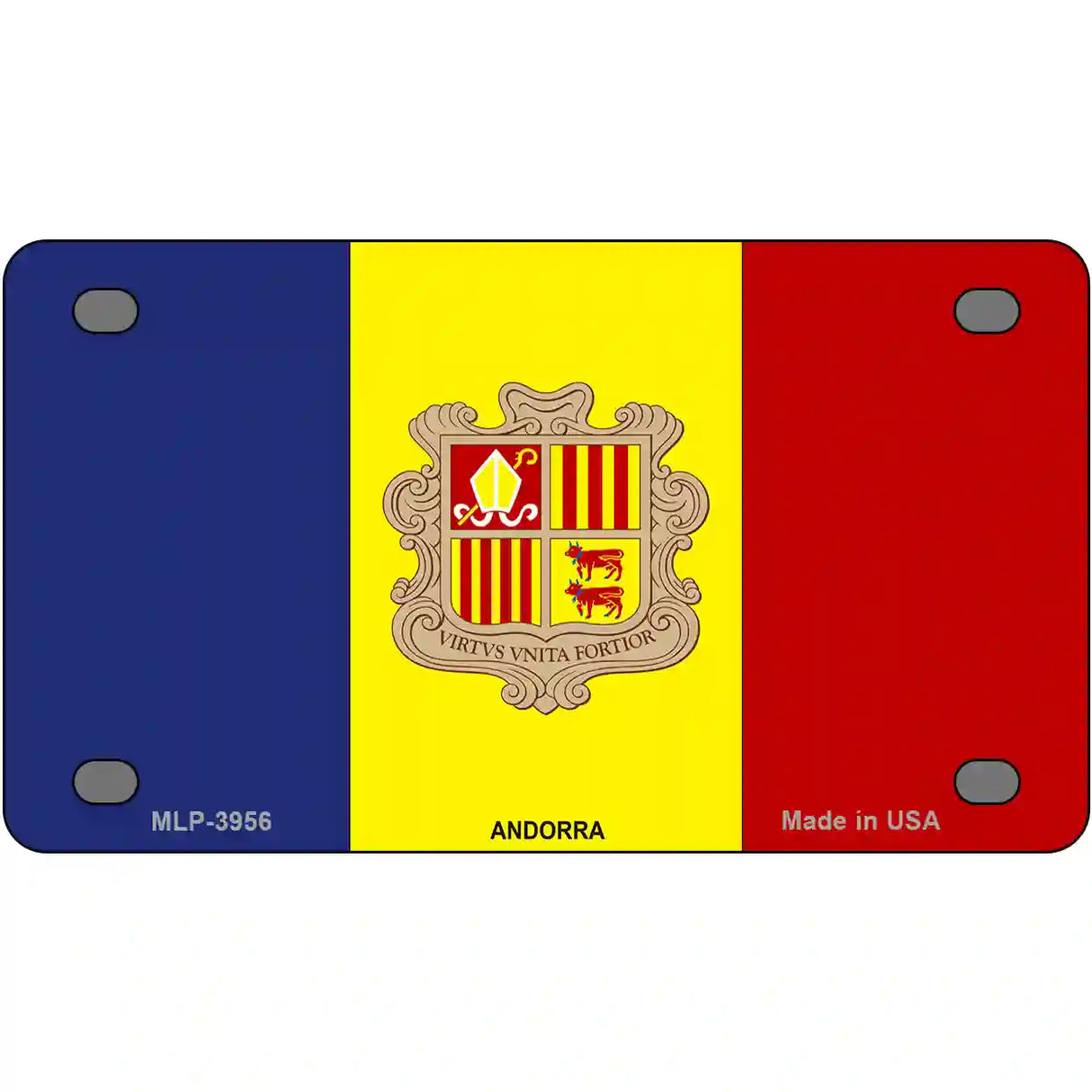 Andorra Flag Metal Novelty License Plate 4" x 2.2" (MLP)